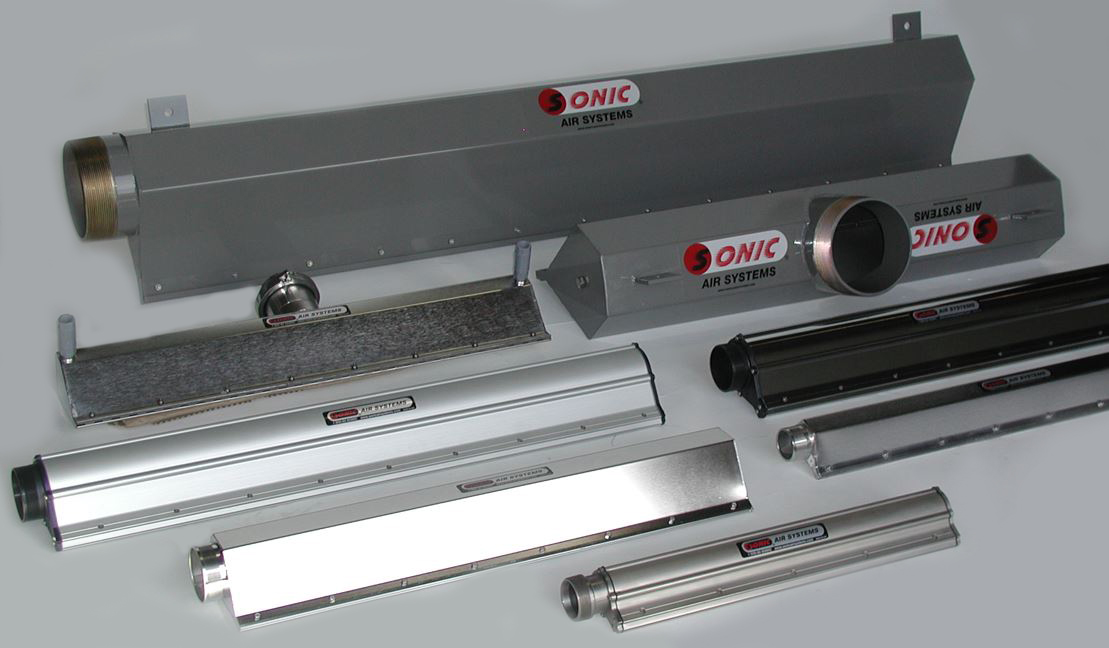 Sonic Air Systems air knife assembly for precision drying and surface cleaning.